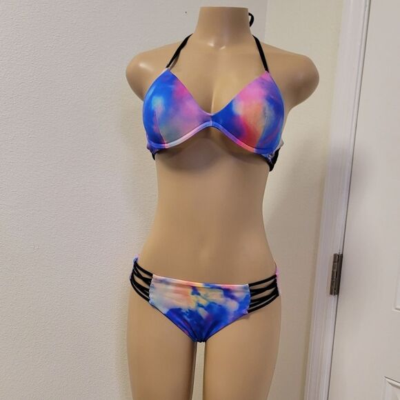 PINK VICTORIA SECRET COLORBLOCK TWO PIECE BIKINI SWIMSUITS - Picture 3 of 15
